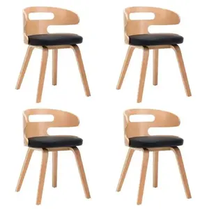 Comparateur de prix : vidaXL Chaises à manger lot de 4 noir bois courbé et similicuir