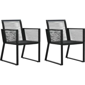 vidaXL Chaises de jardin 2 pcs Noir Rotin PVC pas cher