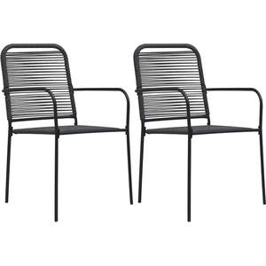vidaXL Vidaxl Chaises De Jardin Lot De 2 Corde En Coton Et Acier Noir pas cher