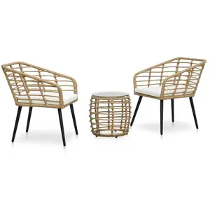 vidaXL Ensemble de bistro 3 pcs Résine tressée Chêne pas cher