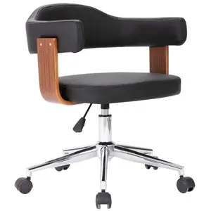vidaXL Chaise pivotante à dîner Noir Bois courbé et similicuir pas cher