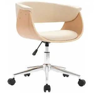 vidaXL Chaise pivotante à dîner Crème Bois courbé et similicuir pas cher