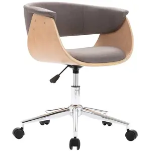 vidaXL Vidaxl Chaise Pivotante À Manger Taupe Bois Courbé Et Tissu pas cher
