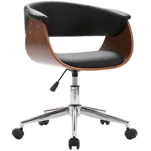 vidaXL Chaise à dîner pivotante Noir Bois courbé et similicuir pas cher