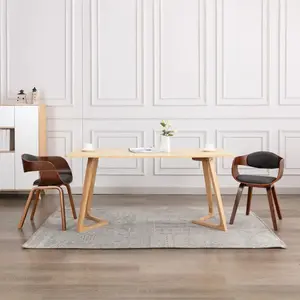 vidaXL Chaises à manger lot de 2 bois courbé et tissu gris pas cher