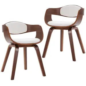 vidaXL Chaises à manger lot de 2 bois courbé et similicuir pas cher