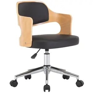 vidaXL Chaise pivotante à dîner Noir Bois courbé et similicuir pas cher