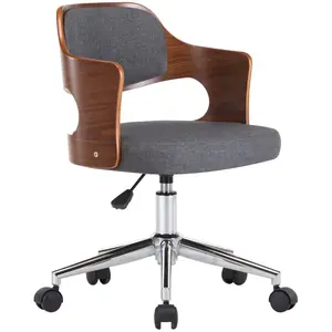 vidaXL Chaise pivotante de salle à manger Gris Bois courbé et tissu pas cher
