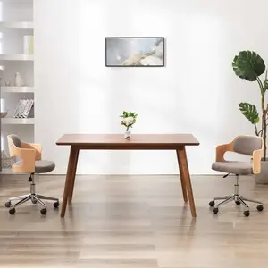 vidaXL Vidaxl Chaise Pivotante À Manger Taupe Bois Courbé Et Tissu pas cher