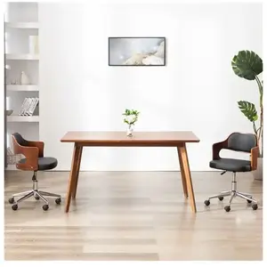 vidaXL Chaise pivotante à dîner Noir Bois courbé et similicuir pas cher
