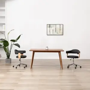 vidaXL Chaise pivotante à dîner Noir Bois courbé et similicuir pas cher