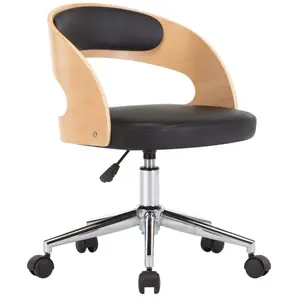 vidaXL Vidaxl Chaise Pivotante À Manger Noir Bois Courbé Et Similicuir pas cher