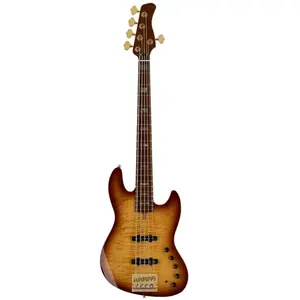 Sire Basses V10 DX5/TS Swamp ash + gevlamd esdoorn 5-snarige actieve basgitaar tobacco sunburst, met koffer pas cher