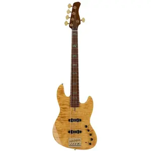 Sire Basses V10 DX5/NT Swamp ash + gevlamd esdoorn 5-snarige actieve basgitaar naturel bruin, met koffer pas cher