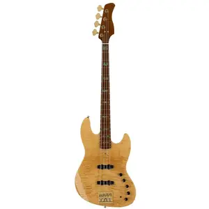 Sire Basses V10 DX4/NT Swamp ash + gevlamd esdoorn 4-snarige actieve basgitaar naturel bruin, met koffer pas cher
