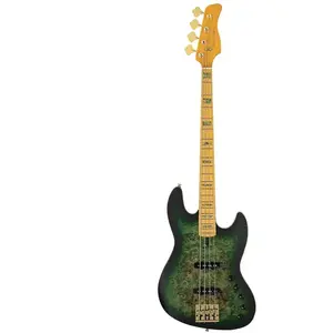 Sire Basses V10 4/TGRS Swamp ash + populieren burl 4-snarige actieve basgitaar, transparant groen satijn, incl. gigbag pas cher