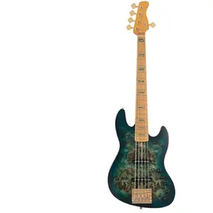 Sire Basses V10 5/TGRS Swamp ash + populieren burl 5-snarige actieve basgitaar, transparant groen satijn, incl. gigbag pas cher