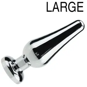 O-products Butt plug aluminium met transparant kristal - 130 mm x 46 mm pas cher