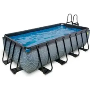 Piscine hors sol EXIT Stone - Rectangle - 7020 L - Gris pas cher