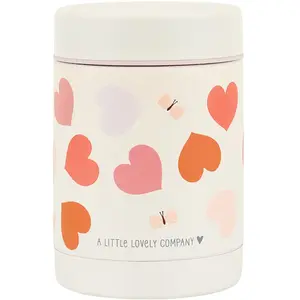 A Little Lovely Company - Geïsoleerde RVS voedselpot - thermos lunchbox kinderen - Thermosbeker - BPA vrij - voedselcontainer - Hartjes - roze pas cher