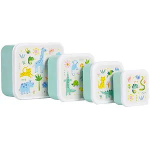 A Little Lovely Company - Brooddoos - Broodtrommel -Lunch & snack box set van 4 - Jungle pas cher