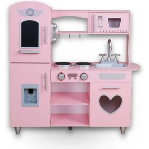 Rijoka Houten Speelkeuken - Roze met Hart - Kinderkeuken - 85x33x89cm pas cher