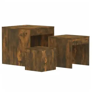 vidaXL Tables gigognes 3 pcs Chêne fumé Bois d'ingénierie pas cher