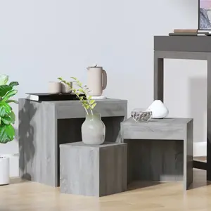 vidaXL Tables gigognes 3 pcs Sonoma gris Bois d'ingénierie pas cher