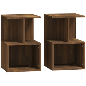 vidaXL Tables de chevet 2pcs Chêne marron 35x35x55cm Bois d'ingénierie pas cher