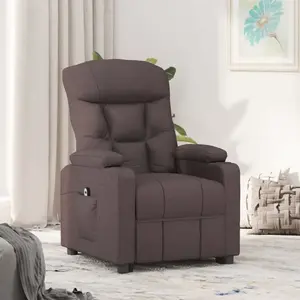 vidaXL Fauteuil inclinable électrique Marron foncé Tissu pas cher
