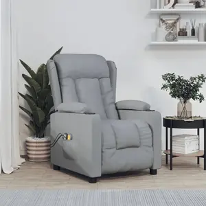 vidaXL Fauteuil électrique de massage Gris clair Tissu pas cher