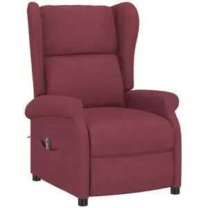 vidaXL Fauteuil inclinable électrique à oreilles rouge bordeaux tissu pas cher