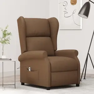 vidaXL Fauteuil inclinable électrique à oreilles marron tissu pas cher