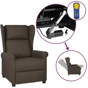 vidaXL Fauteuil inclinable électrique à oreilles marron foncé tissu pas cher