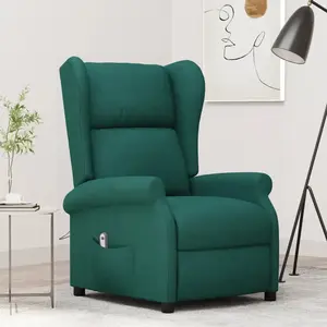 vidaXL Fauteuil inclinable électrique à oreilles vert foncé tissu pas cher