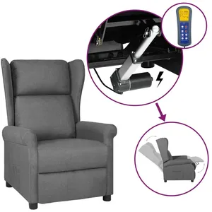 vidaXL Fauteuil inclinable électrique à oreilles gris clair tissu pas cher