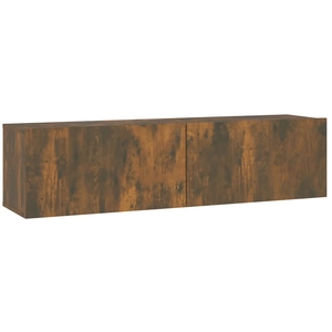 vidaXL Armoire murale TV Chêne fumé 120x30x30 cm Bois d'ingénierie pas cher