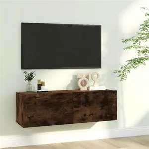 vidaXL Armoire murale TV Chêne fumé 100x30x30 cm Bois d'ingénierie pas cher