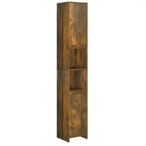 vidaXL Armoire de bain Chêne fumé 30x30x183,5 cm Bois d'ingénierie pas cher