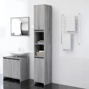 Comparateur de prix : vidaXL Armoire de bain Sonoma gris 30x30x183,5 cm Bois d'ingénierie