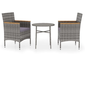 vidaXL Ensemble de salle à manger de jardin 3 pcs Résine tressée Gris pas cher