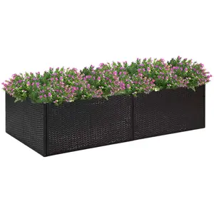 vidaXL Jardinière Noir 157x80x40 cm Résine tressée pas cher