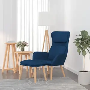 vidaXL Chaise de relaxation avec tabouret Bleu Velours pas cher