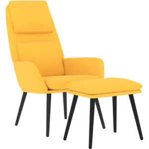 vidaXL Chaise de détente et repose-pied Jaune moutarde Tissu pas cher