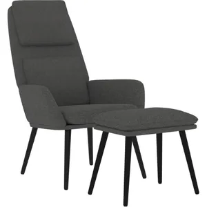 vidaXL Chaise de relaxation avec tabouret Gris foncé Tissu pas cher