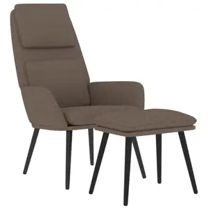 vidaXL Chaise de relaxation avec tabouret Taupe Tissu pas cher