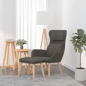 vidaXL Chaise de relaxation avec tabouret Gris foncé Velours pas cher