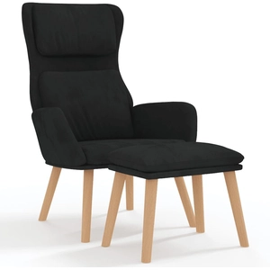 vidaXL Chaise de relaxation avec tabouret Noir Velours pas cher