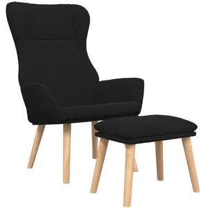 vidaXL Chaise de relaxation avec repose-pied Noir Tissu pas cher