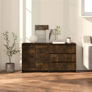 vidaXL Buffets 2 pcs Chêne fumé Bois d'ingénierie pas cher